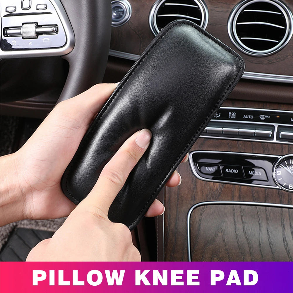 Leather Knee Pad for Car Interior - 18X8.2cm- Comfortable Elastic Cushion with Memory Foam.