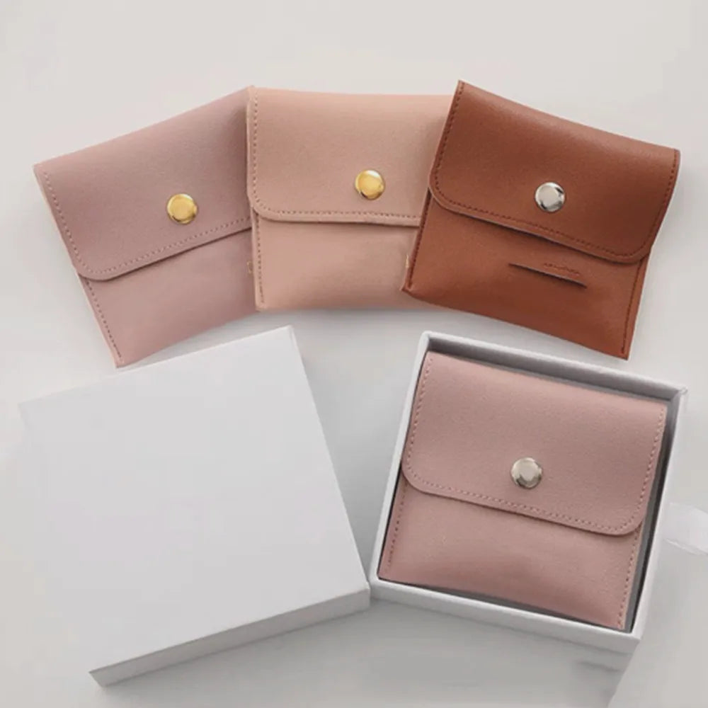 1Pc Genenic PU Leather Jewelry Pouch Bags in 32 Colours