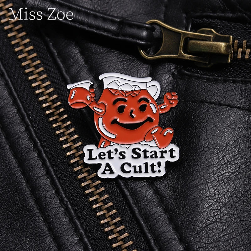 Lets Start A Cult Enamel Pin Anti Cult Slogans Brooch Lapel Backpack Badges Fun Prompts Jewelry Gifts For Best Friedns