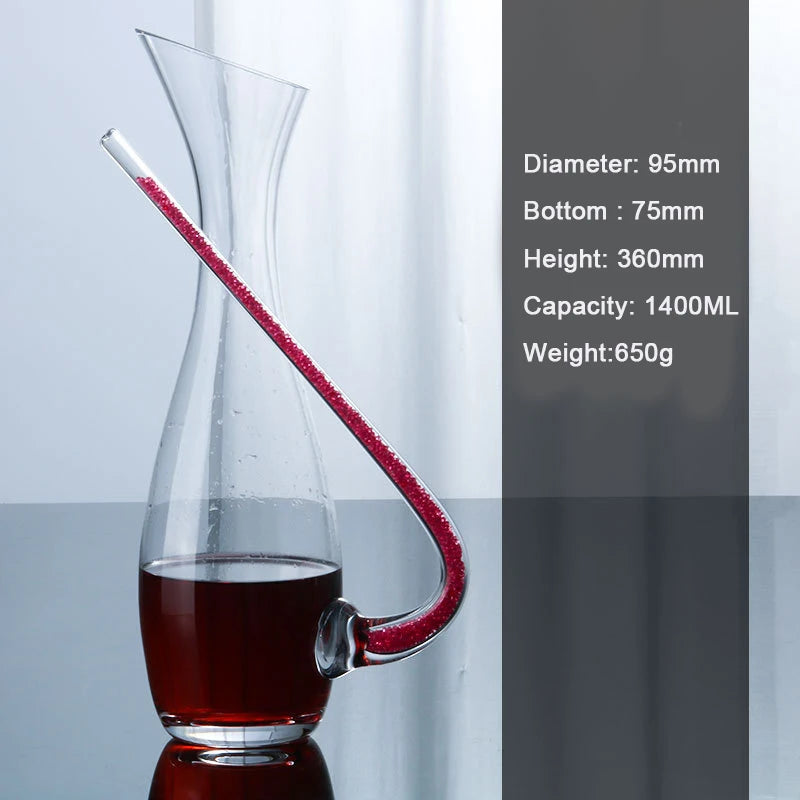 (Can Engrave Logo) 1800ML Glass Decanter, Quick Decanter With Handle, Large Capacity Wine Dispenser, Red Wine Set