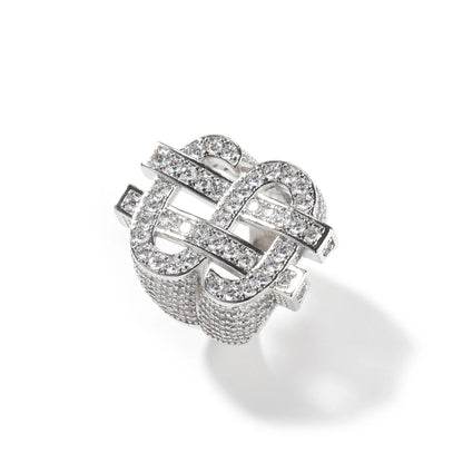 THE BLING KING Luxury Dollar Sign Iced Out Cubic Zirconia Ring