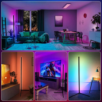 Tuya Smart LED RGB corner Floor Lamp - 160cm, Dimmable RGB and Mood Lighting.