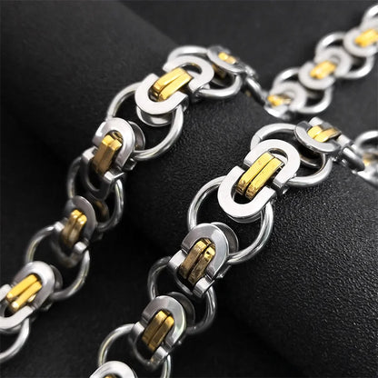 Byzantine Round Stainless Steel link chain Necklace