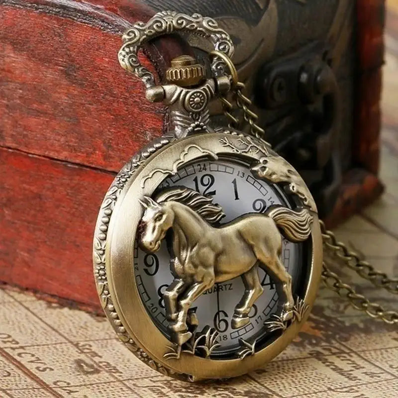 Waknoer Hollow Horse Pocket Watch With Chain