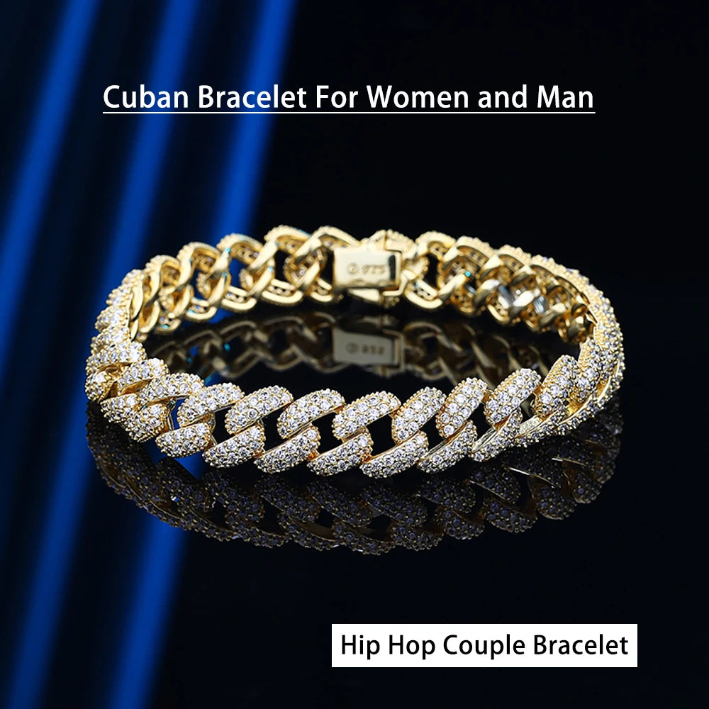 2 Row 8MM Silver or Gold color  Cuban Bracelet  For Women Jewelry S925 Plated 18K color