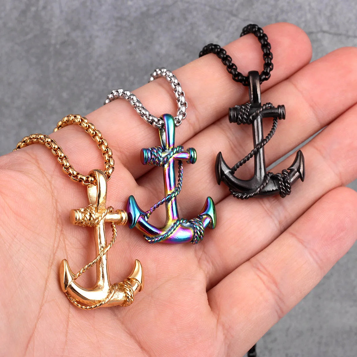 Metal Town Sea Anchor Pendants With Stainless Steel Chain necklace