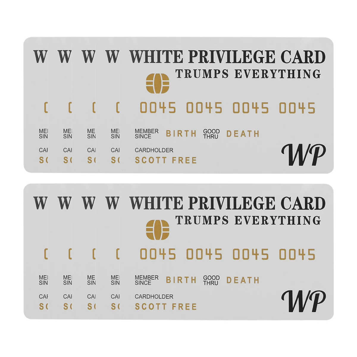 10 PCS White Privilege Card Trumps Everything Credit Card Sets, Wallet Insert Card Romantic Card Business Gifts