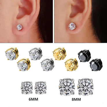 1Pairs Strong Magnetic Zirconia Crystal Stud Clip Earrings