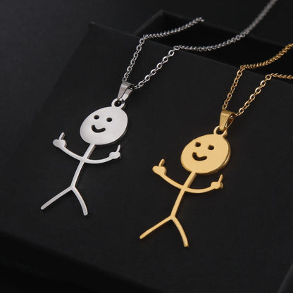 Teamer Multiple Style Middle Finger Stickman Pedant Necklace