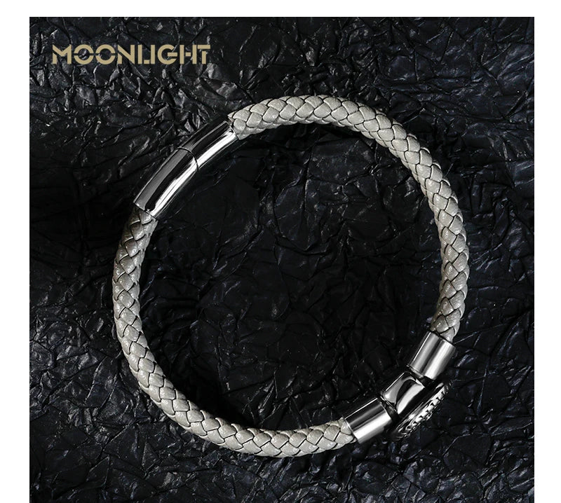 Genuine Leather Compass Bracelet For Men & Woman - Double Layer Braided Bracelet