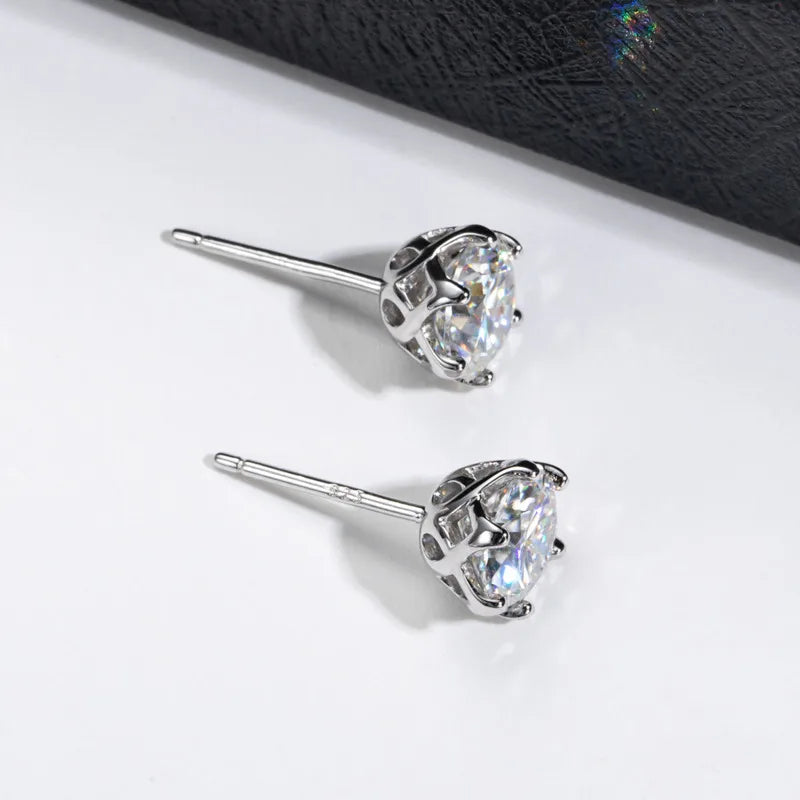 JoyceJelly Multiple Colour Moissanite 0.5/1CT VVS1 D Color S925 Sterling Silver Stud Earrings