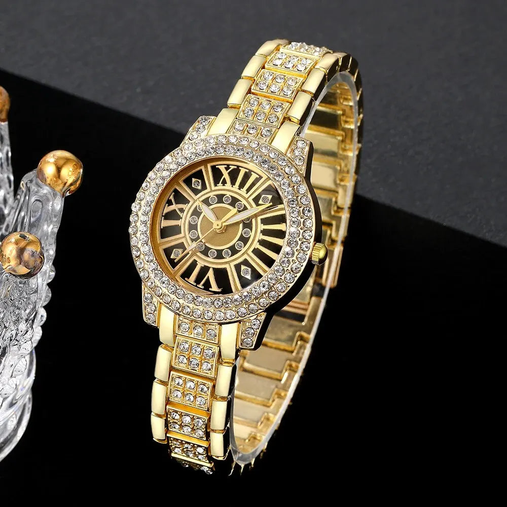 2pcs Luxury style Wristwatch with Quartz clockwork and Bracelet set