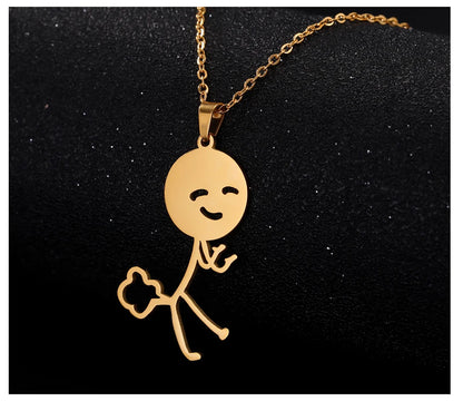 Teamer Multiple Style Middle Finger Stickman Pedant Necklace