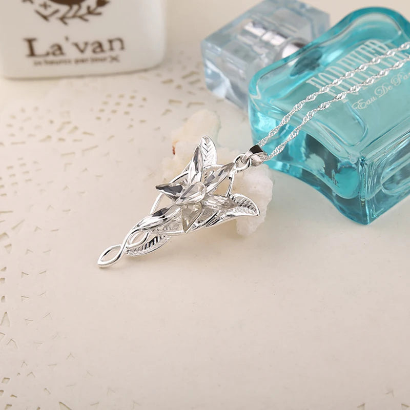 LOTR Arwen Evenstar Necklace Silver Color Crystal Pendant