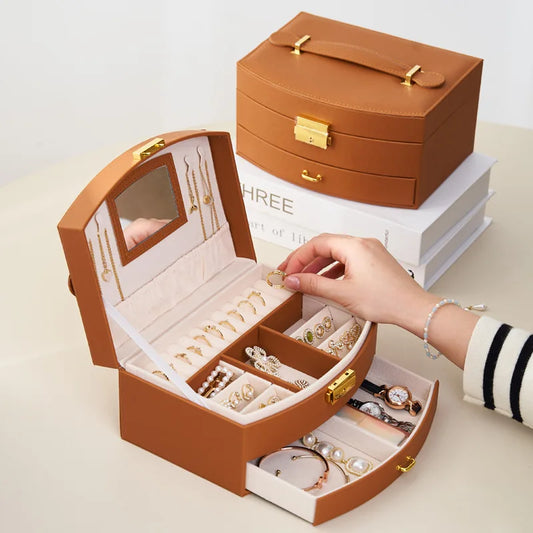 PU Leather Handheld multi-layer drawer luxury jewelry box