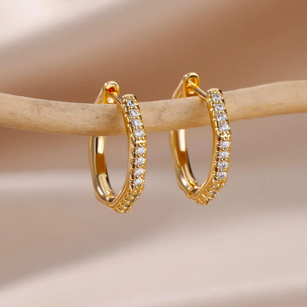 Multiple Styles Golden Colour Stainless Steel Earrings