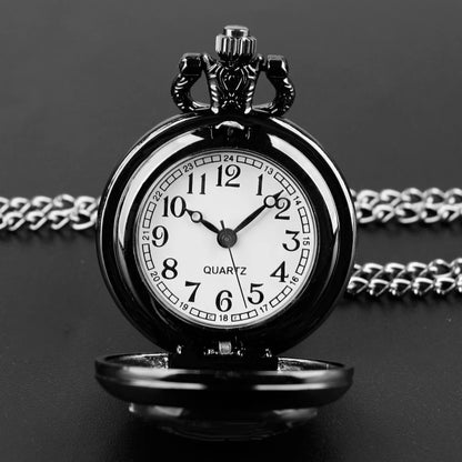 Exquisite Black Cat Glass Dome Quartz Pocket Watch