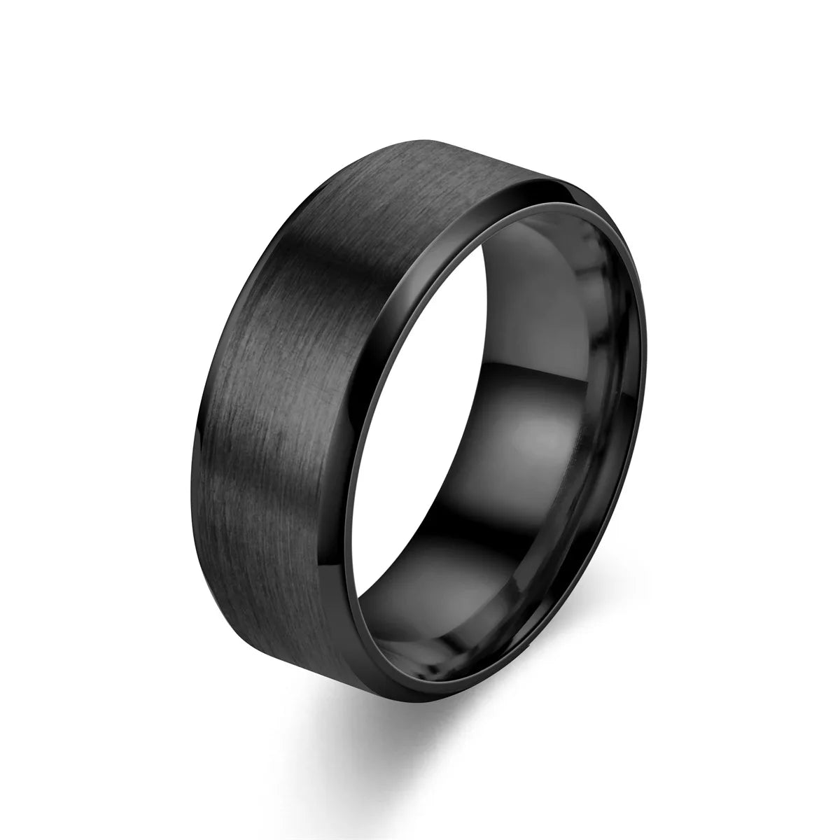 6 Colors Classic 8mm Brushed Stainless Steel Ring