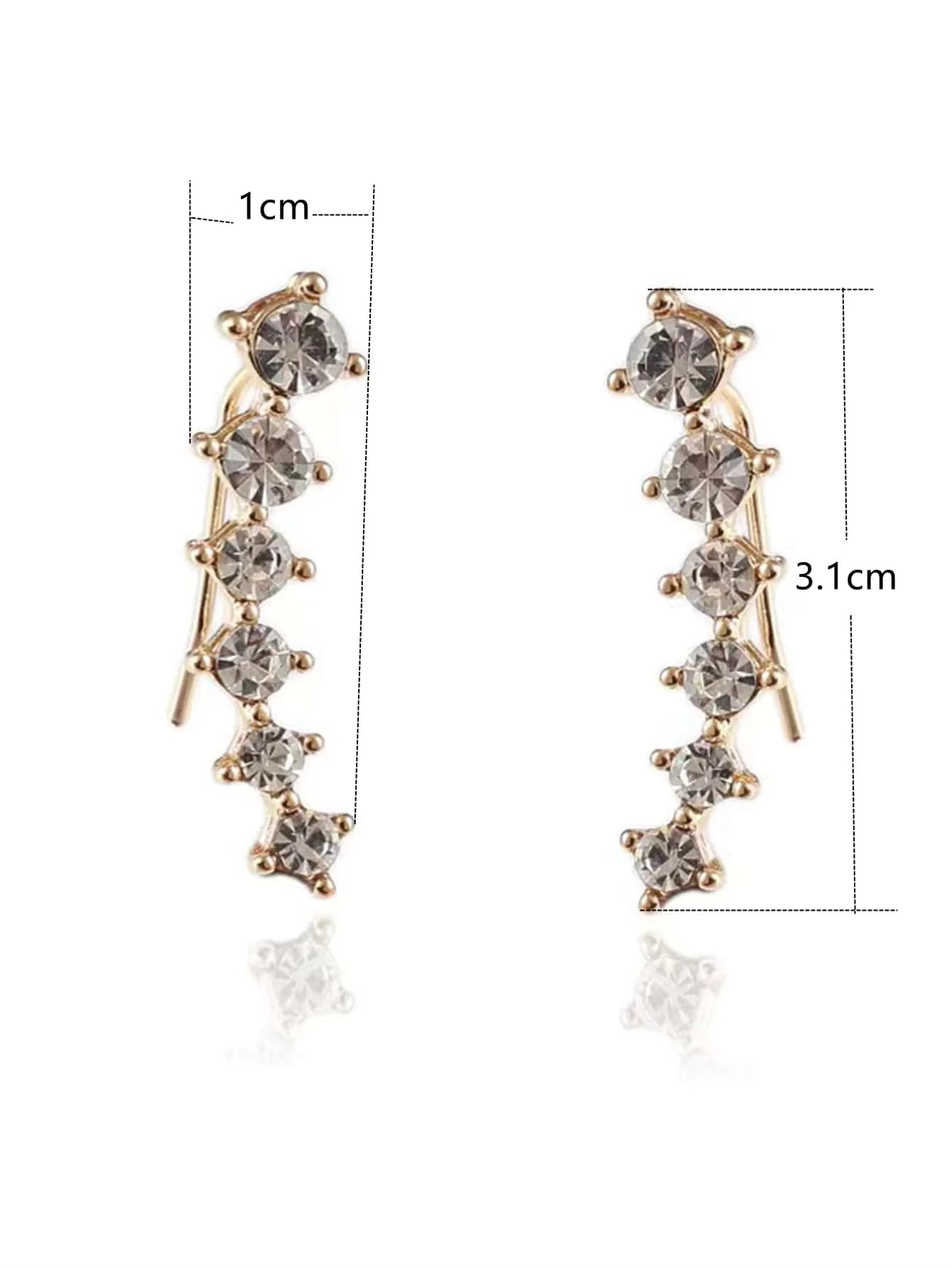 Elegant Multi Colour 6 Gem Rhinestone Ear Clip Earrings