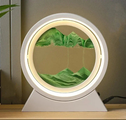 LED quicksand hourglass full circle with stand - Unique Art With Night Light