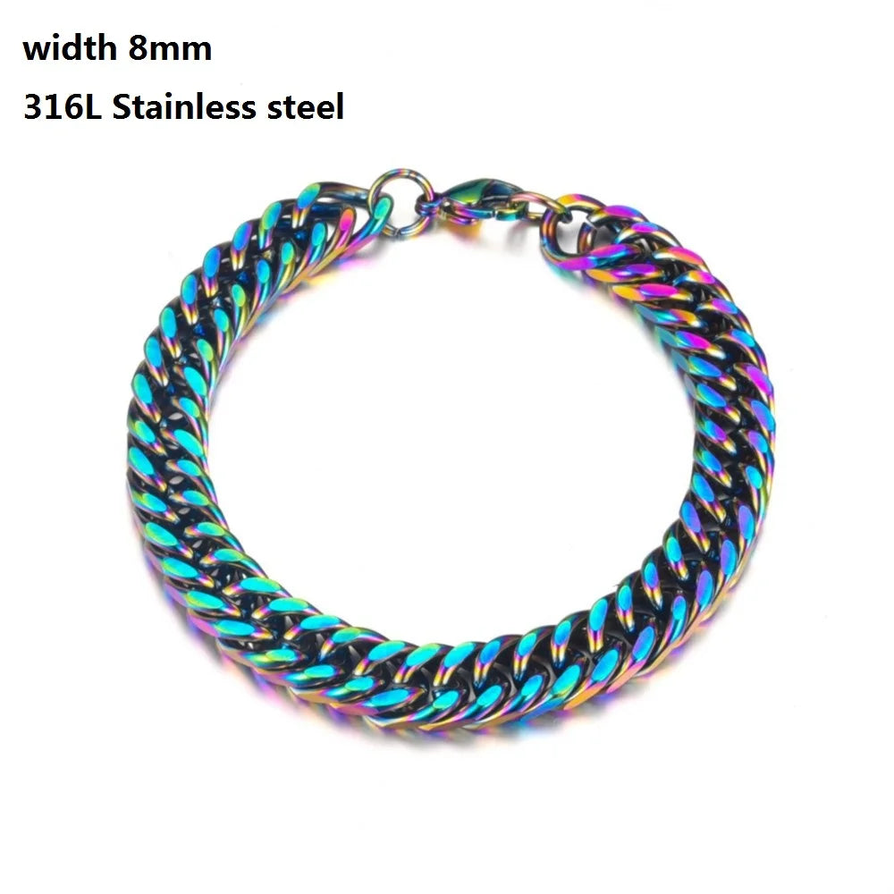 Figaro Stainless Steel Cuban Chain Bracelets