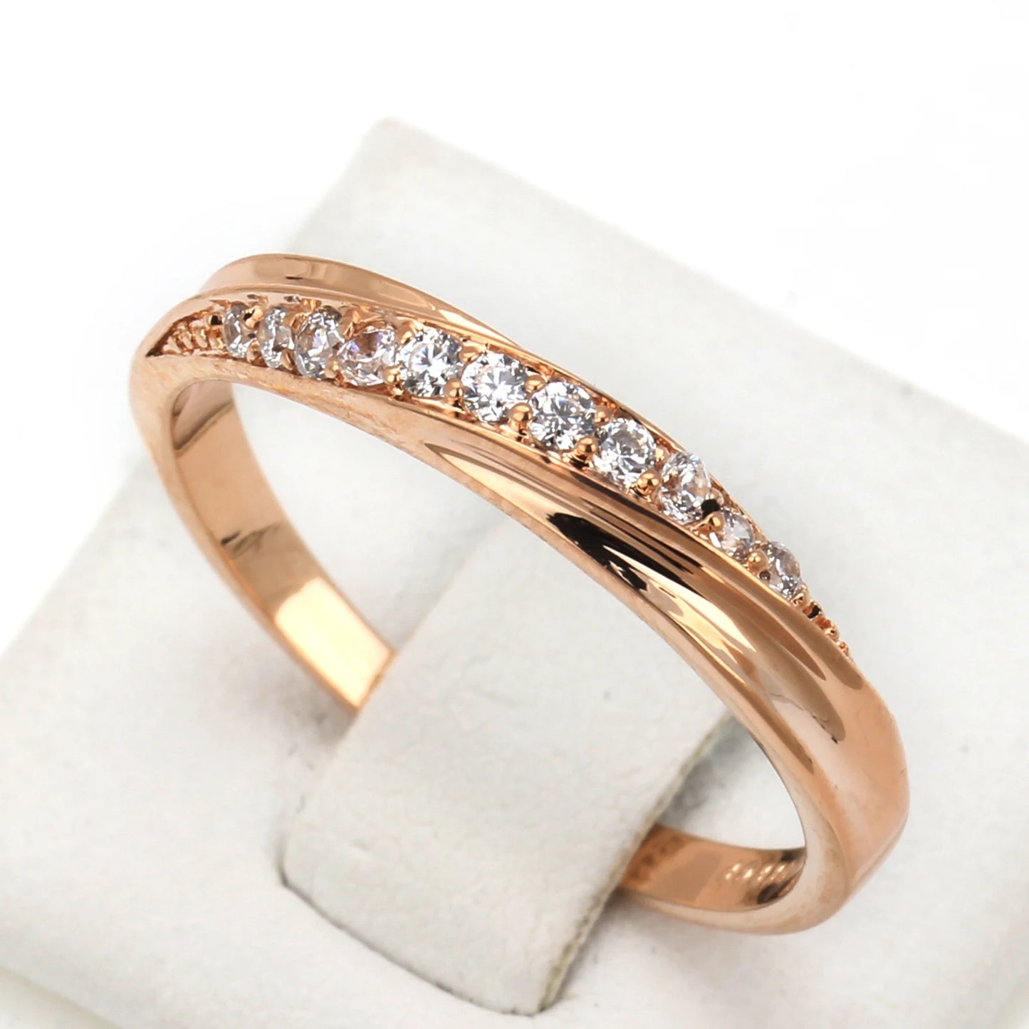 ZHOUYANG Simple Cubic Zirconia Ring In White Gold & Rose Gold