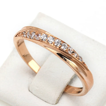 ZHOUYANG Simple Cubic Zirconia Ring In White Gold & Rose Gold