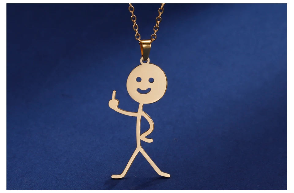 Teamer Multiple Style Middle Finger Stickman Pedant Necklace