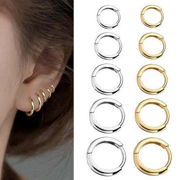 8-16MM Simple Stainless Steel Small Hoop Earrings In Gold & Silver Colour