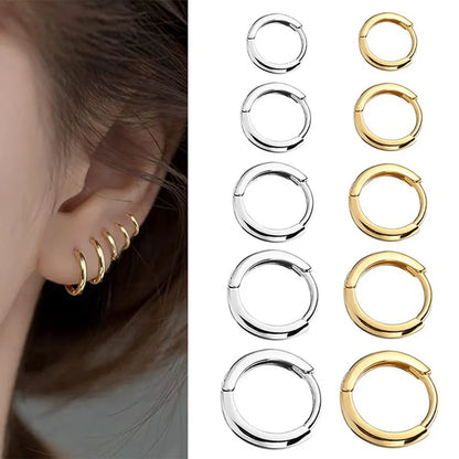 8-16MM Simple Stainless Steel Small Hoop Earrings In Gold & Silver Colour