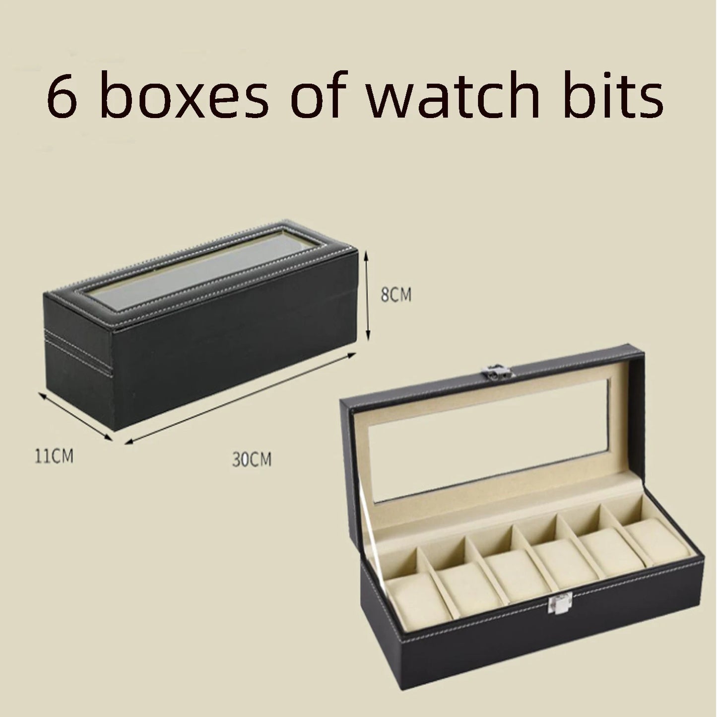 6 Slots PU Leather & Flannelette Watch Box