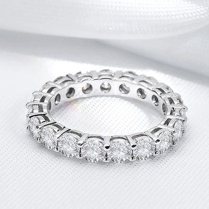 Smyoue 2-5mm Full Moissanite Ring for Women Sparkling Wedding Eternity Bands 100% S925 Sterling Silver Jewelry Classic Ring GRA