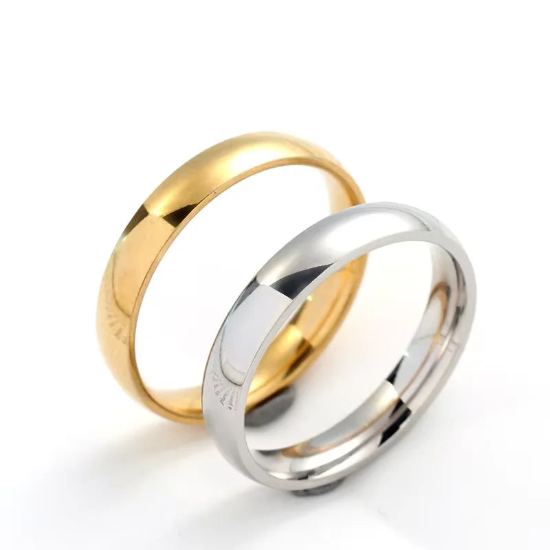 Fashion Simple Smooth Stainless Steel Ring In Gold & Silver