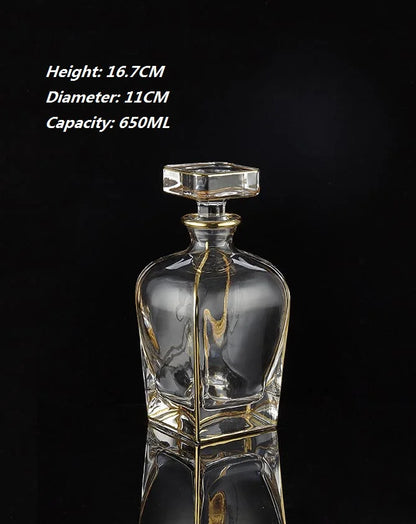 Crystal Glass Red Wine Decanter Foreign Wine jug Drawing Gold line Whisky Bottle liquor Dispenser wine jug