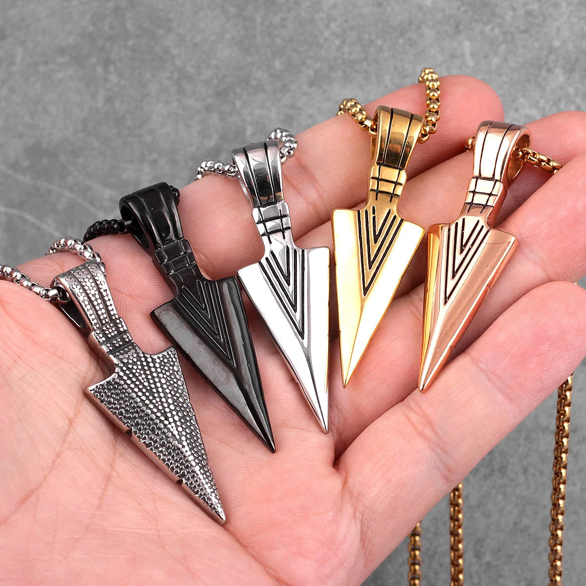 Spartan Spearhead Pendant Necklaces - Stainless Steel & Different Variants