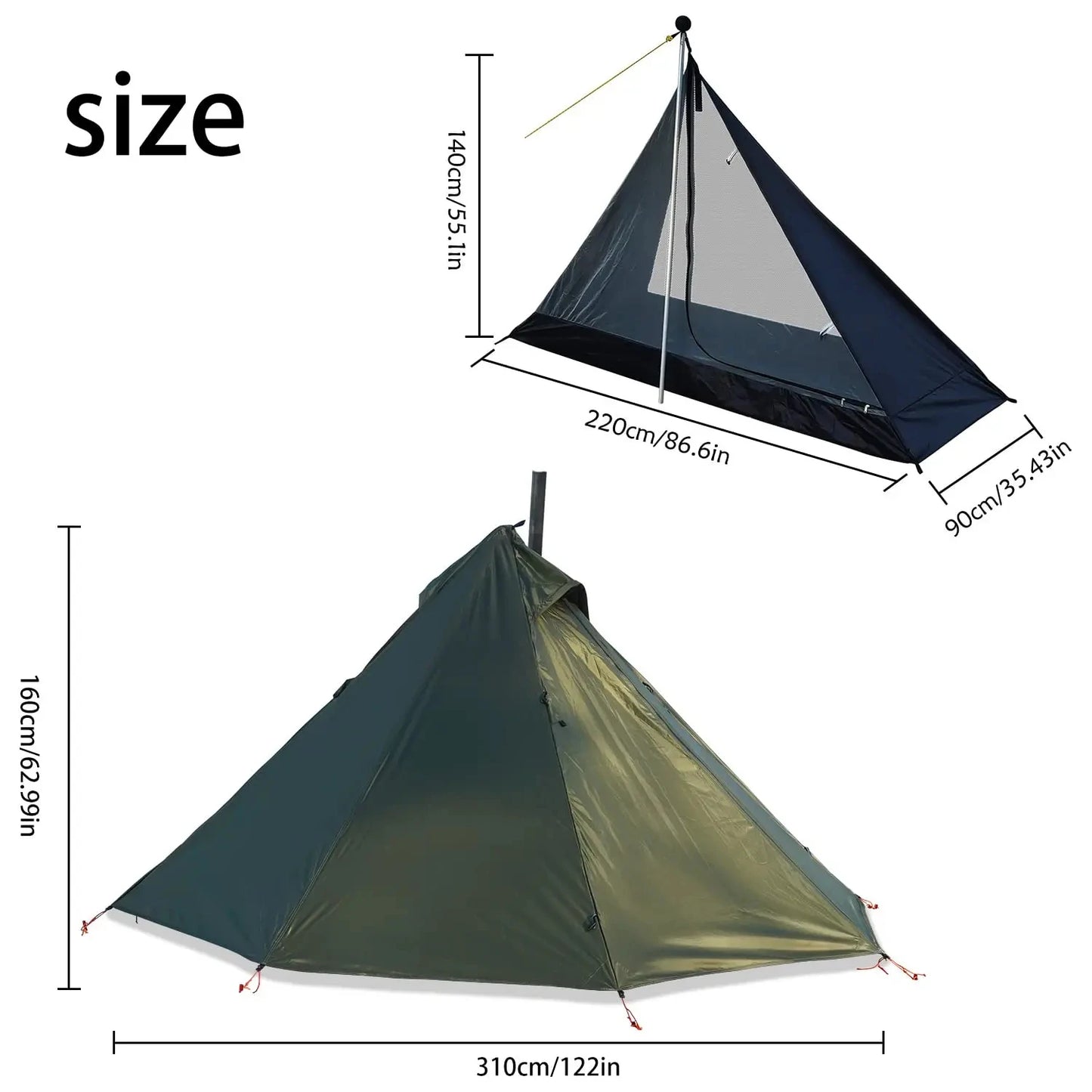 Top Lander Ultralight Double Layer Tipi Teepee Tent