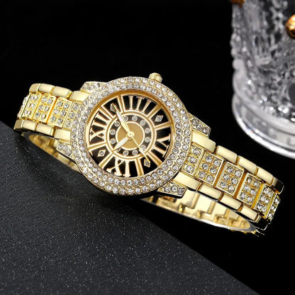 2pcs Luxury style Wristwatch with Quartz clockwork and Bracelet set