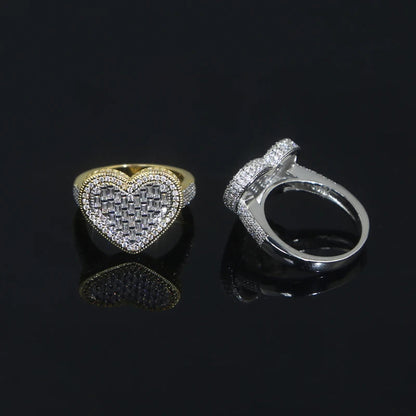 IDOWAITTING Different Variety Iced Out Heart Ring Micro Paved Cubic Zirconia & S925 Silver Rings