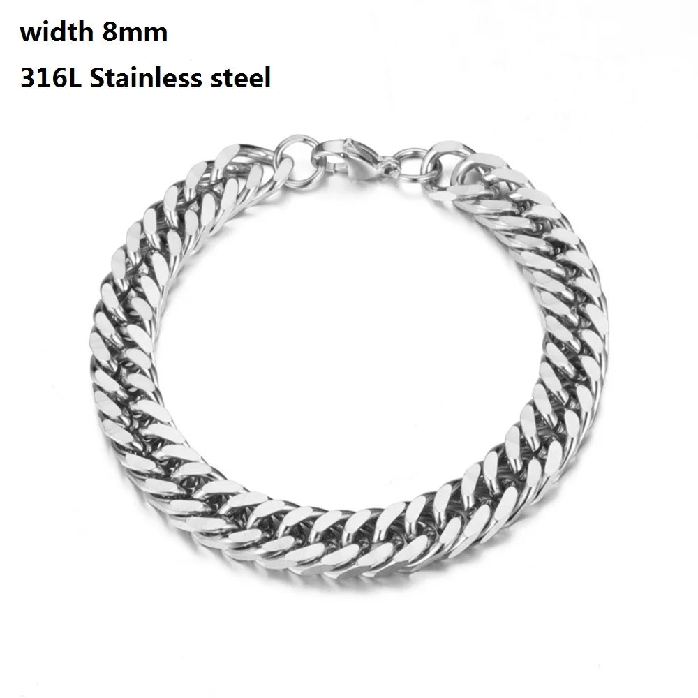 Figaro Stainless Steel Cuban Chain Bracelets