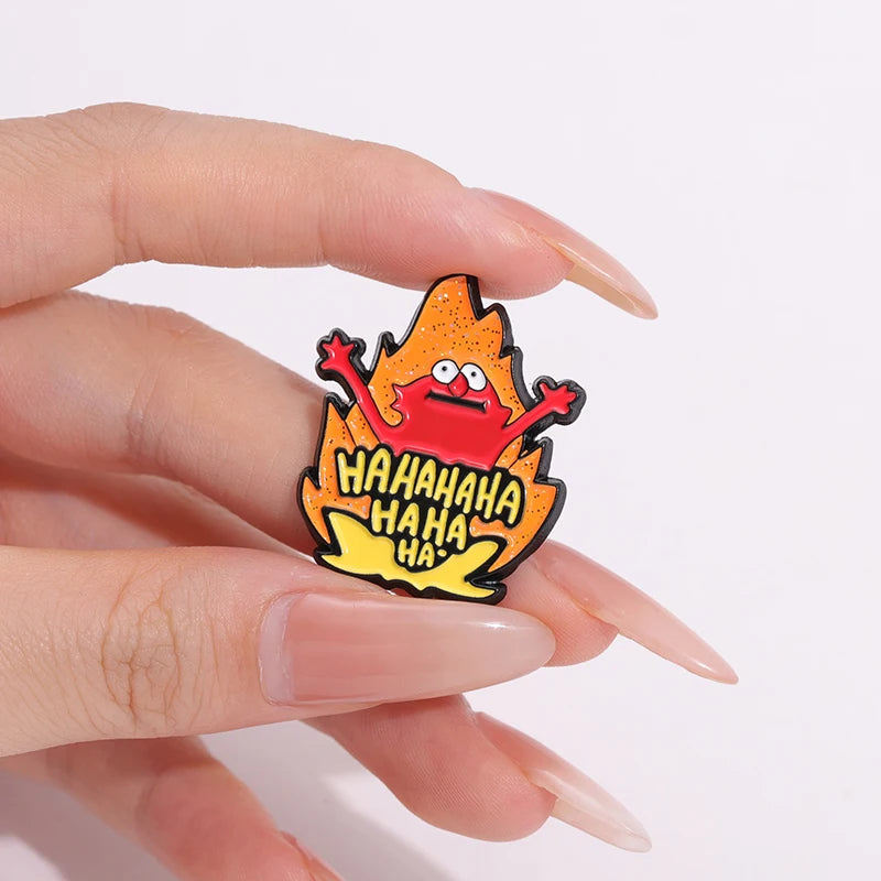 Funny Meme Fire Haha Enamel Pins