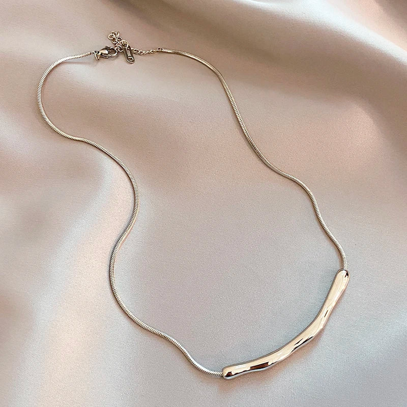 Simple Fashion Stainless steel Gold & Silver Color Collarbone Chain For Women