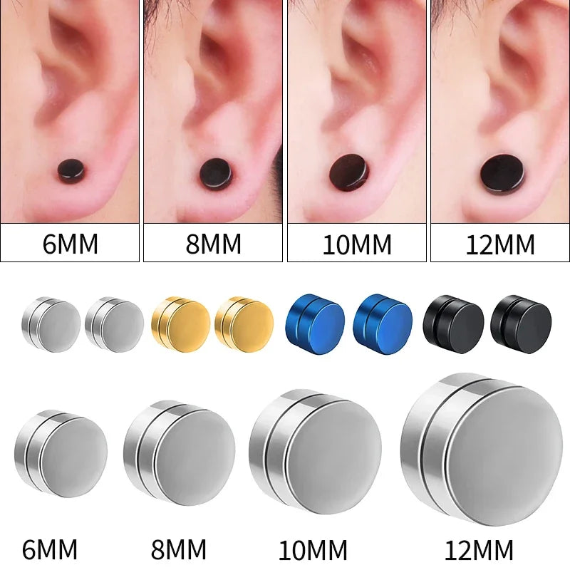 1Pairs Strong Magnetic Zirconia Crystal Stud Clip Earrings