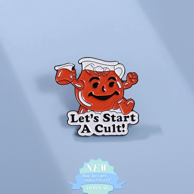 Lets Start A Cult Enamel Pin Anti Cult Slogans Brooch Lapel Backpack Badges Fun Prompts Jewelry Gifts For Best Friedns