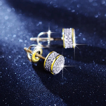 StoneAge Classic Iced Out  6mm Round Zircon Earrings In Gold & Silver Colour