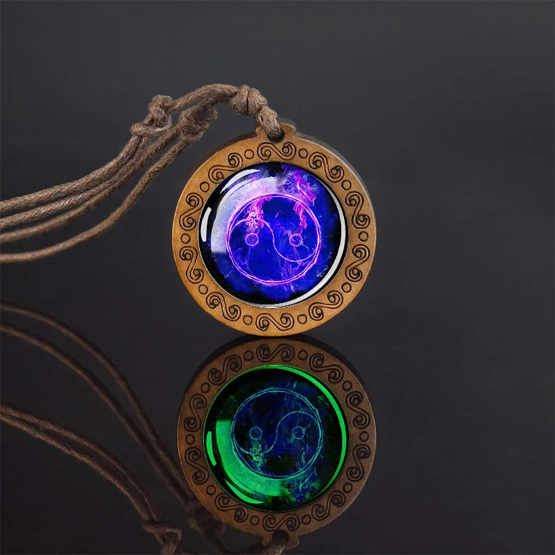 Luminous Glow In The Dark Variants Of Ice & Fire Pendant Necklaceses With Rope Chain