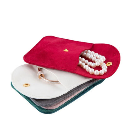 OPPOHERE Jewellery Snap Button Soft Velvet Pouch In Red/Pink/Beige/Grey/Blue & Green