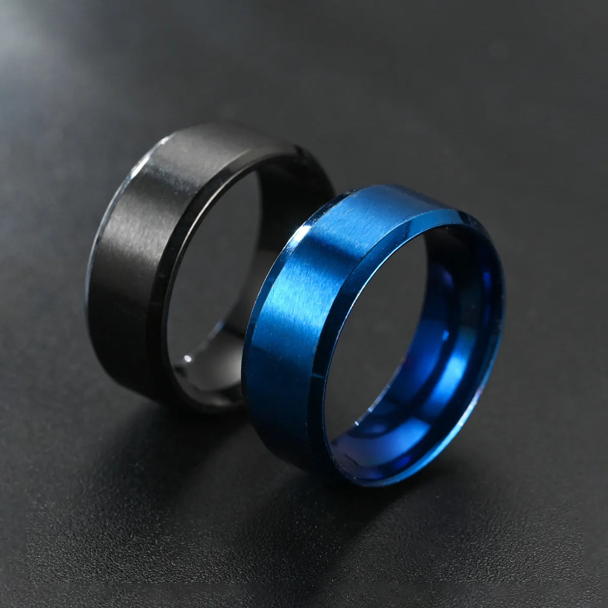 6 Colors Classic 8mm Brushed Stainless Steel Ring