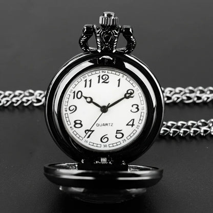 SOXY Retro Purple Rose Quartz Movement Pocket Watch With Stylish Black Necklace Chain