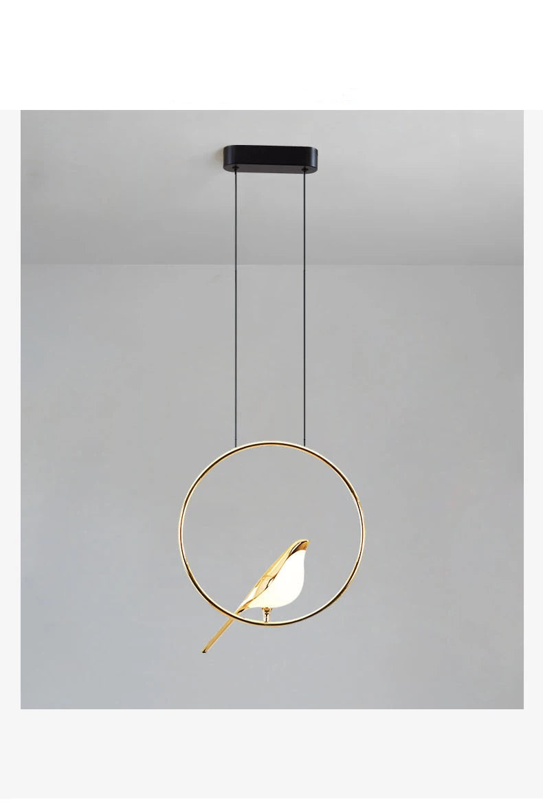 Modern LED Gold Magpie Bird Ceiling Chandelier for Dining Room Ring Light Pendant Lamp Decorative Lighting Lustre Drop Shipping