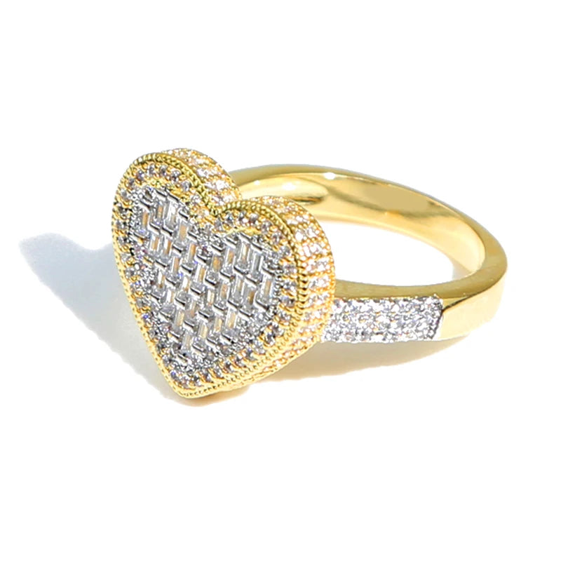 IDOWAITTING Different Variety Iced Out Heart Ring Micro Paved Cubic Zirconia & S925 Silver Rings